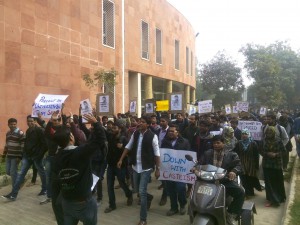 Jamia students joined the nationwide protest over Rohith Vemula’s alleged suicide