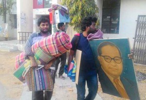 Dalit students expelled from hostels of Hyderabad Central University.