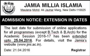 Jamia Admissions: Jamia extends last date to April 25, 2016