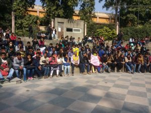 Hundred of students and teachers organizes a Public Meeting against the Bifurcation of Dyal Singh College