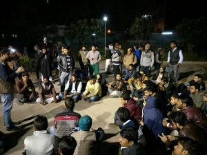 Jamia students Protest against hostel cancellation of two Kashmiri students