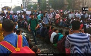 Students block railway tracks in Mumbai, demand jobs