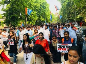 NSUI holds rally demanding steps for safety of women students in DU