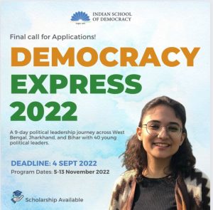 Applications open for the Indian School of Democracy’s Democracy Express, a political leadership program for young political leaders